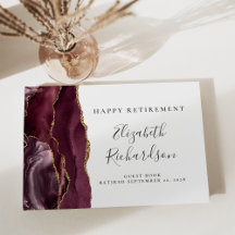 Moderno Burgundy Oro Agata Escritura Jubilación