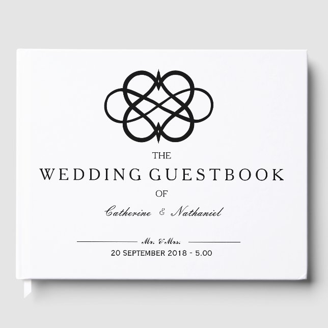 Libro De Visitas Moderno e Infinity Heart Boda Guest Book (Anverso)