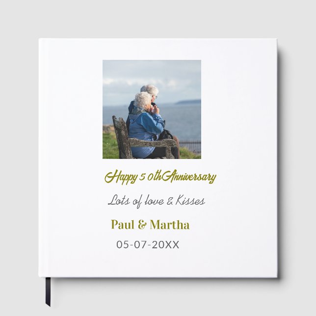 Libro De Visitas Moderno feliz aniversario 50 personalizar nombre f (Anverso)