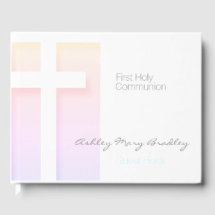 Libro De Visitas Moderno First Holy Communia colores pastel Guest B