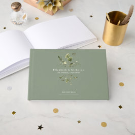 Libro De Visitas Moderno Minimalista | Boda de Verdes de Primavera