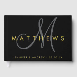 Libro De Visitas Moderno Minimalista Gris negro Boda oro