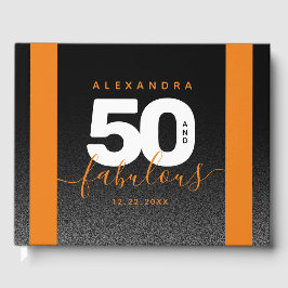 Libro De Visitas Moderno Naranja Girly 50 y fabuloso