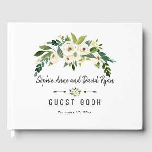 Libro De Visitas Moderno planificador de boda floral en flor blanco