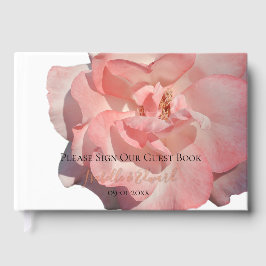 Libro De Visitas Moderno Rosa de Coral Coral Boda Floral Relieve me