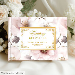 Libro De Visitas Moderno Rubor Marfil Gold Elegant Wedding Guest Bo