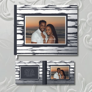 Libro De Visitas Moderno Steel Gray Relieve metalizado Boda Guestbo