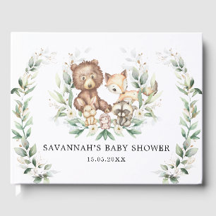 Libro De Visitas Moderno Verdor Oro Bodega Animales Neutros Bebé