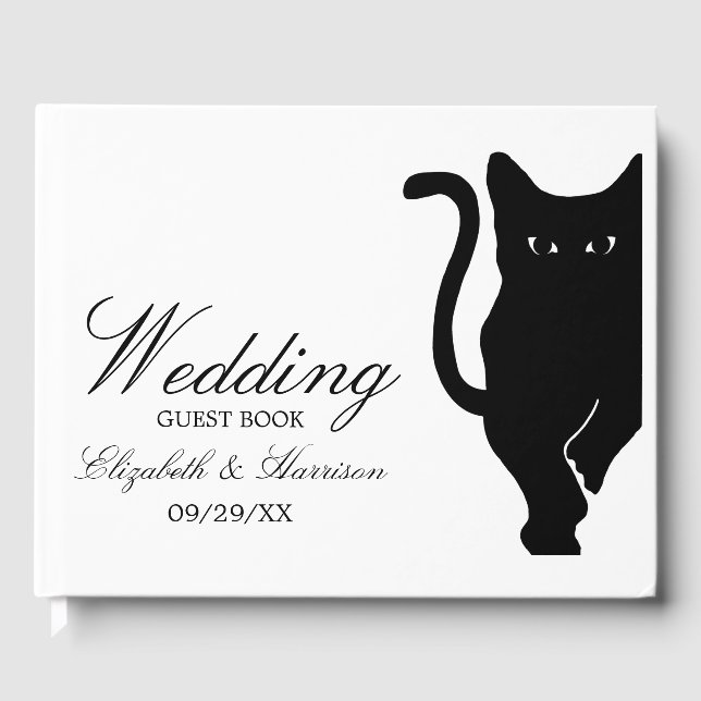 Libro De Visitas Moderno y capataz Boda negro de gato (Anverso)