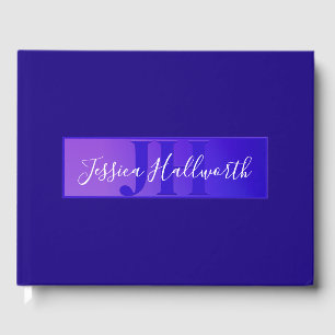 Libro De Visitas Moderno y elegante nombre de guión y color morado 