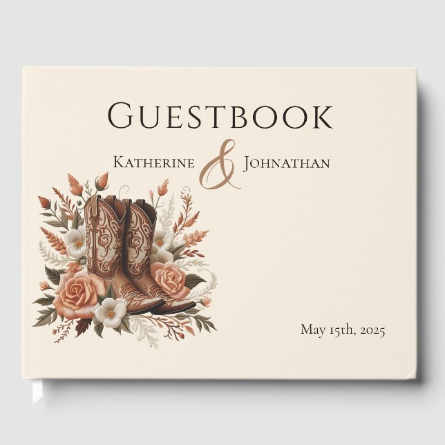 Libro De Visitas Moderno y elegante País Occidental - Flores (Anverso)