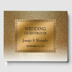 Libro De Visitas Moderno y elegante purpurina de moda boda de oro