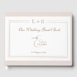Libro De Visitas Monograma Ampersand White Pink Gold Elegant Weddin
