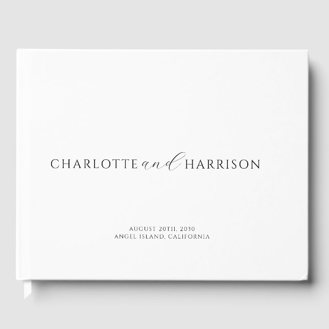 Libro De Visitas Monograma blanco Boda personalizado (Anverso)