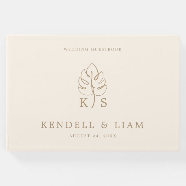 Libro De Visitas Monograma Boda Monstera (Anverso)