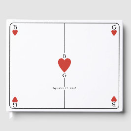 Libro De Visitas Monograma Corazones Jugando Boda de tarjetas