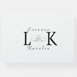 Libro De Visitas Monograma de Boda Blanca Simple Elegante Minimalis