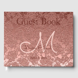 Libro De Visitas Monograma de la recepción Rosa Gold Elegant Weddin
