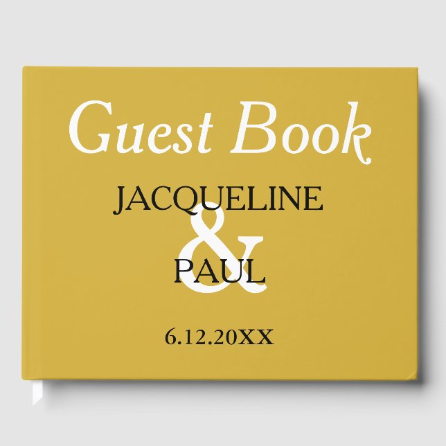 Libro De Visitas Monograma del Boda blanco dorado (Anverso)