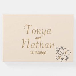 Libro De Visitas Monograma elegante del Boda blanco crema Minimalis