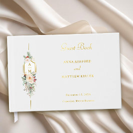 Libro De Visitas Monograma floral de Navidades simplemente elegante