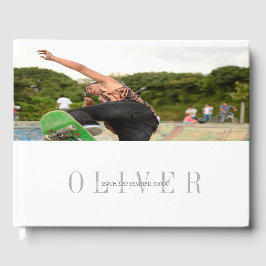 Libro De Visitas Monograma Foto personalBar moderno Mitzvah