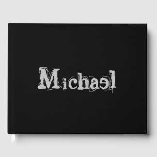 Libro De Visitas Monograma minimalista moderno nombre blanco negro