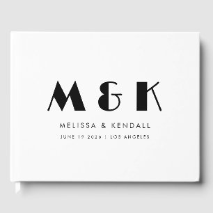 Libro De Visitas Monograma moderno Boda blanco negro