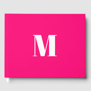 Libro De Visitas Monograma moderno de fucsia rosa caliente personal