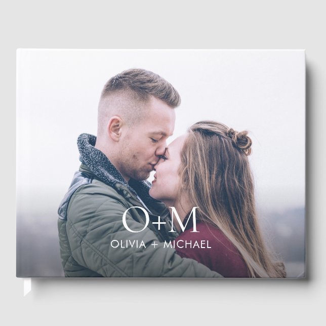 Libro De Visitas Monograma moderno simple Boda fotográfico (Anverso)