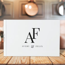 Libro De Visitas Monograma negro y blanco elegante simple boda