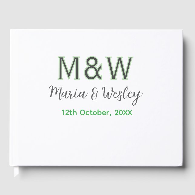 Libro De Visitas Monograma pareja gris verde cita romántica moderna (Anverso)