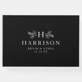 Libro De Visitas Monograma rústico boda clásico blanco y negro