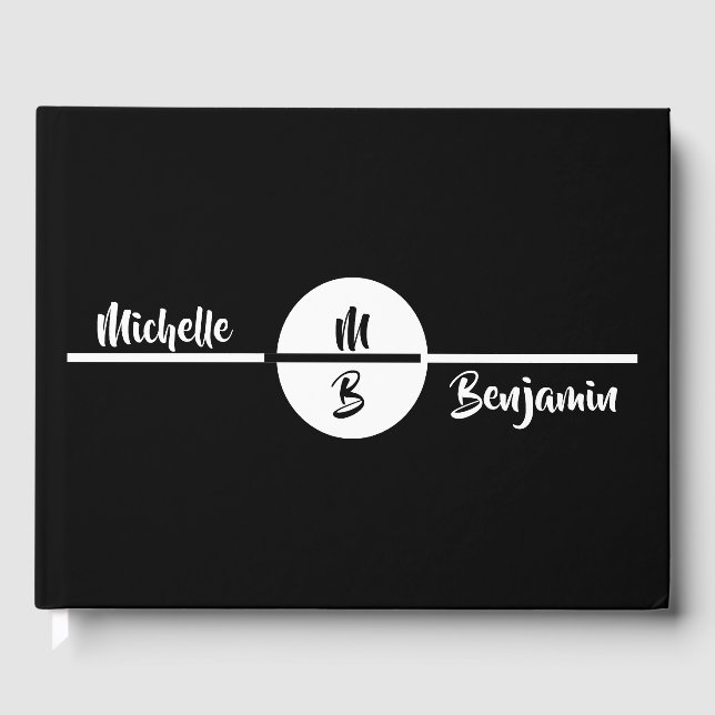 Libro De Visitas Monograma sencillo y elegante con Boda de nombres (Anverso)