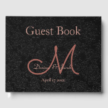 Monograma simple de Rosa negro de boda elegante de