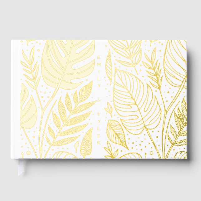 Libro De Visitas Monstera Gold Foliage Boda (Anverso)