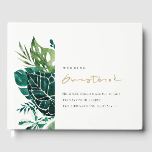 Libro De Visitas Monstera Tropical Moderno Boda de follaje Leafy