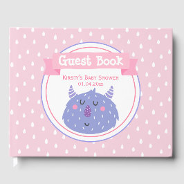 Libro De Visitas Monstruo Cute Purple - Baby Shower Rosa