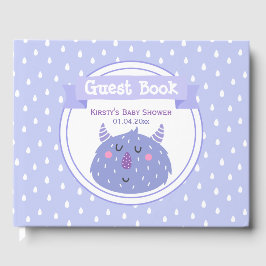 Libro De Visitas Monstruo Cute Purple - Lilac Baby Shower