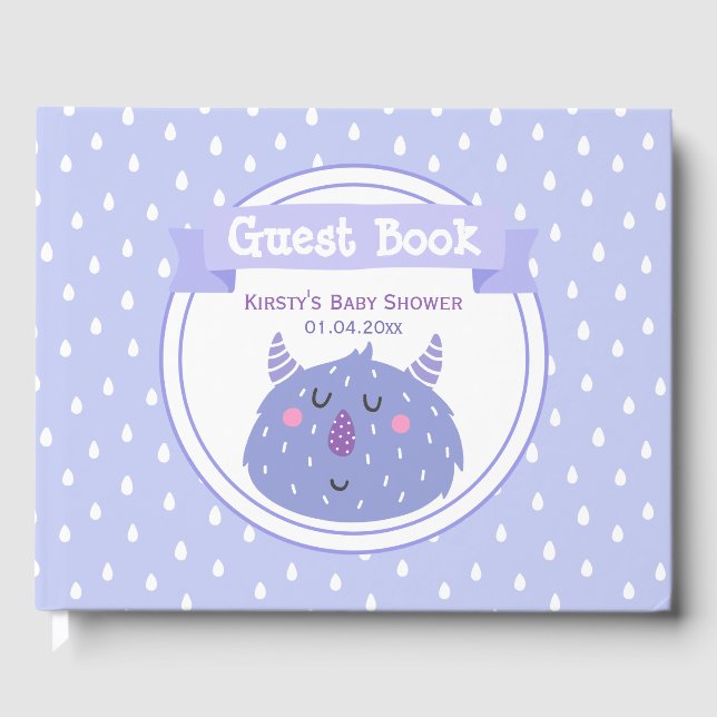 Libro De Visitas Monstruo Cute Purple - Lilac Baby Shower (Anverso)