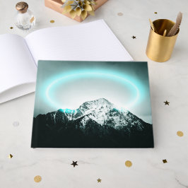 Libro De Visitas Montaña nevada misteriosa luz de neón azul
