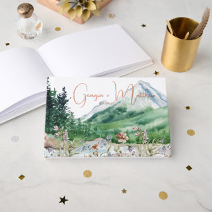 Libro De Visitas Montaña Rústica Flor Silvestre   Boda Boho