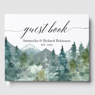 Libro De Visitas Montañas rústicas de acuarela para una ducha de bo