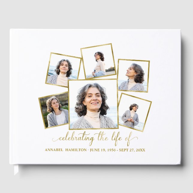 Libro De Visitas Monumento al Collage de fotos moderno o funeral (Anverso)