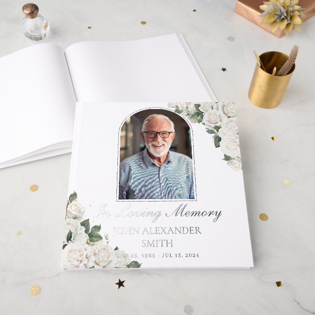 Libro De Visitas Monumento conmemorativo floral de rosas blancas fo (Anverso Abierto)