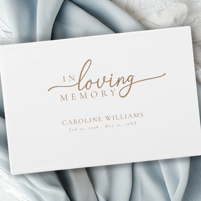 Libro De Visitas Monumento conmemorativo, nombre, cita ("In Loving Memory" Memorial, Name, Quote " celebration of life, white funeral guest book.)