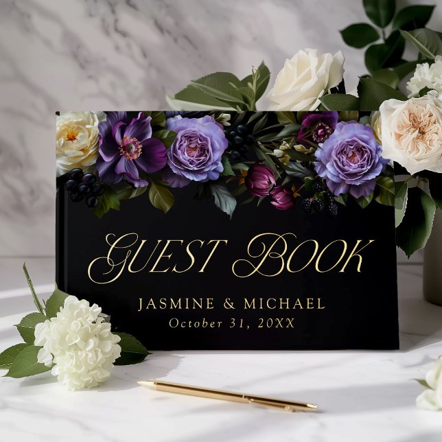 Libro De Visitas Moody Gothic Floral Boda (Subido por el creador)