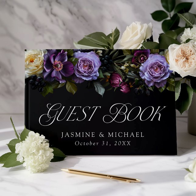Libro De Visitas Moody Gothic Floral Photo Boda (Subido por el creador)