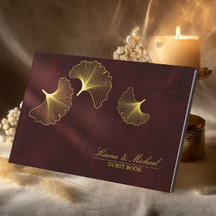 Libro De Visitas Moonlight Romance Boda Burgundy Gold ID881