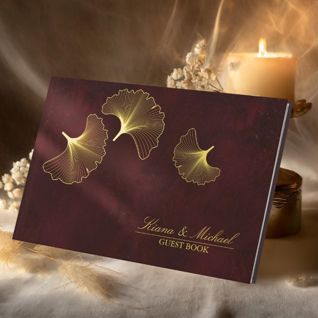 Libro De Visitas Moonlight Romance Boda Burgundy Gold ID881 (Subido por el creador)